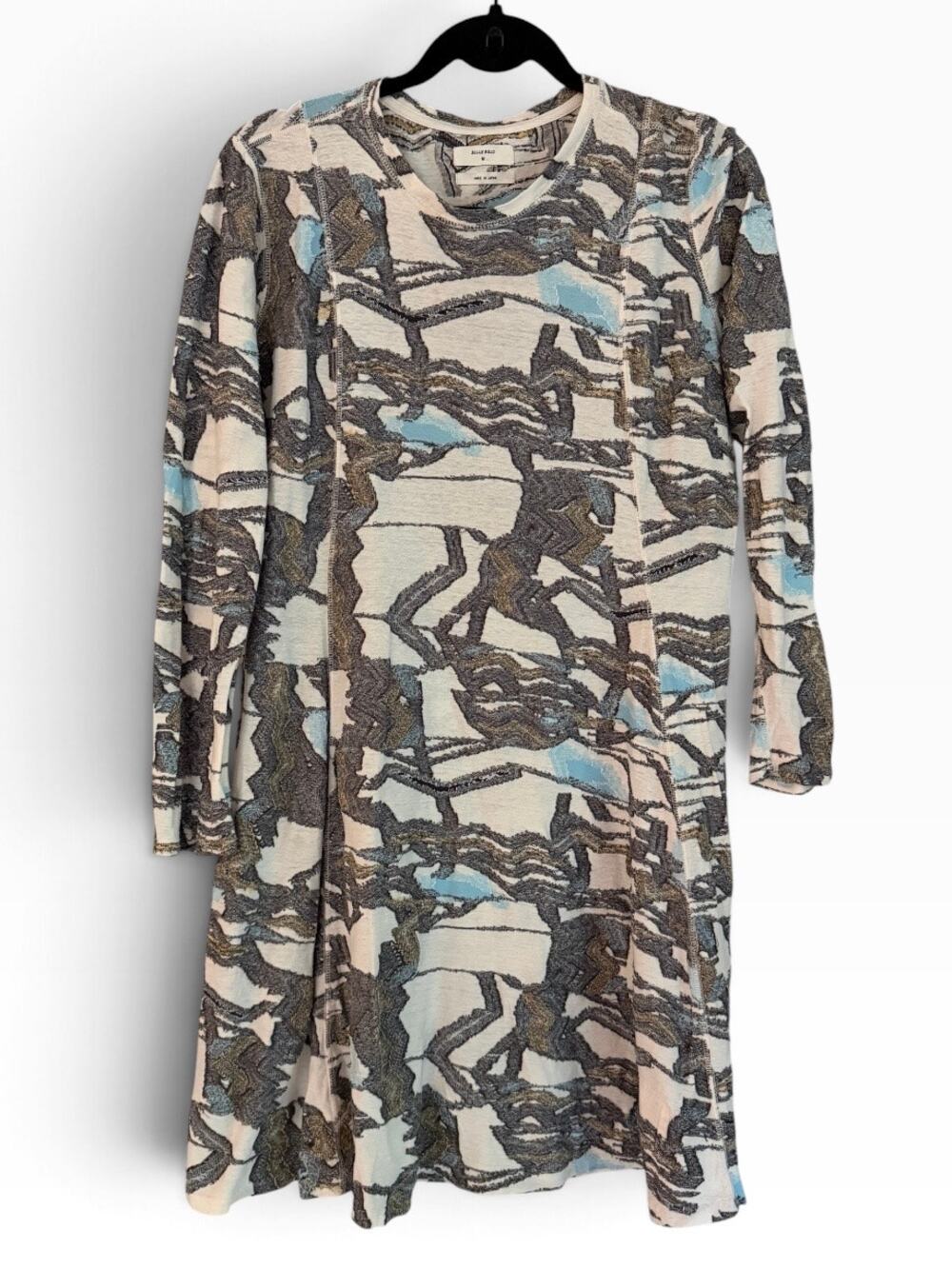 Billy Reid Abstract Print Long Sleeve Dress Made in Japan Size M
